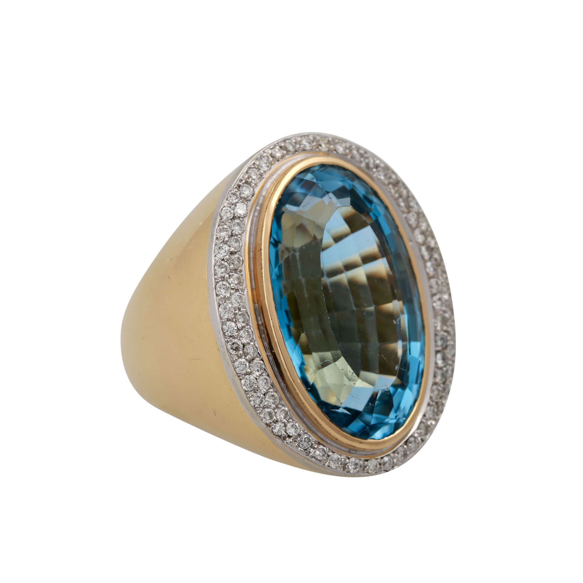 Massiver Ring mit Blautopas ca. 30 ct und Brillanten zus. ca. 0,75 ct, mittlere Farbe - Image 2 of 5