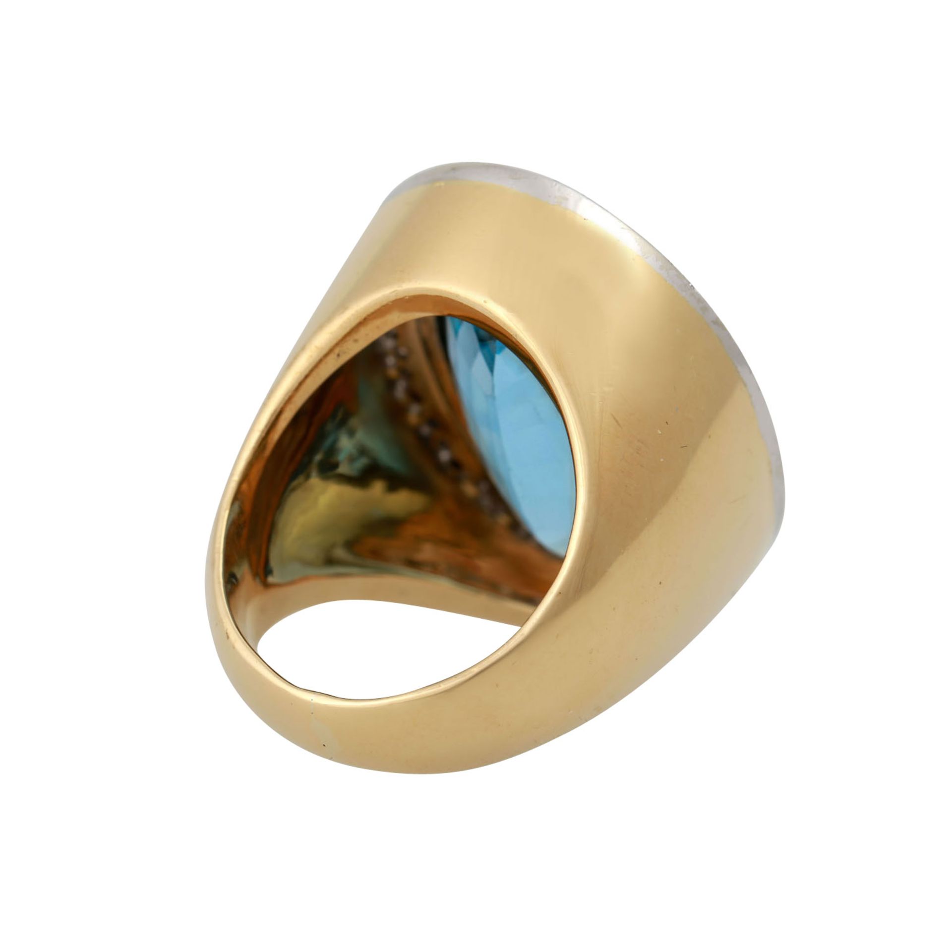 Massiver Ring mit Blautopas ca. 30 ct und Brillanten zus. ca. 0,75 ct, mittlere Farbe - Image 3 of 5