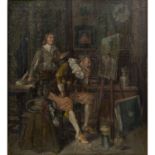 GUÉRIN, SIMON LOUIS (1812-1850) 'Im Atelier'. Öl/Holz, 2 Männer, wohl der Künstler