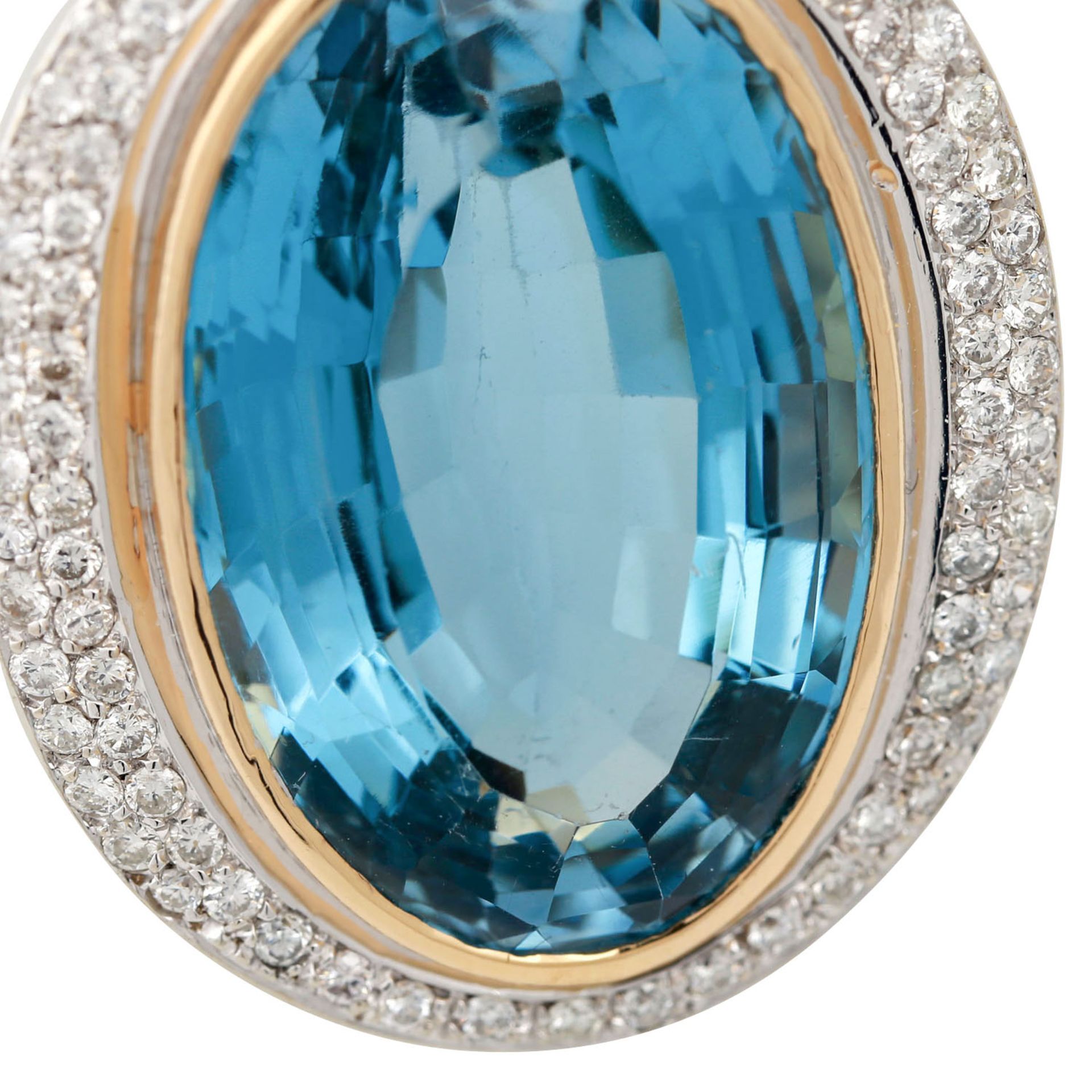Massiver Ring mit Blautopas ca. 30 ct und Brillanten zus. ca. 0,75 ct, mittlere Farbe - Image 5 of 5