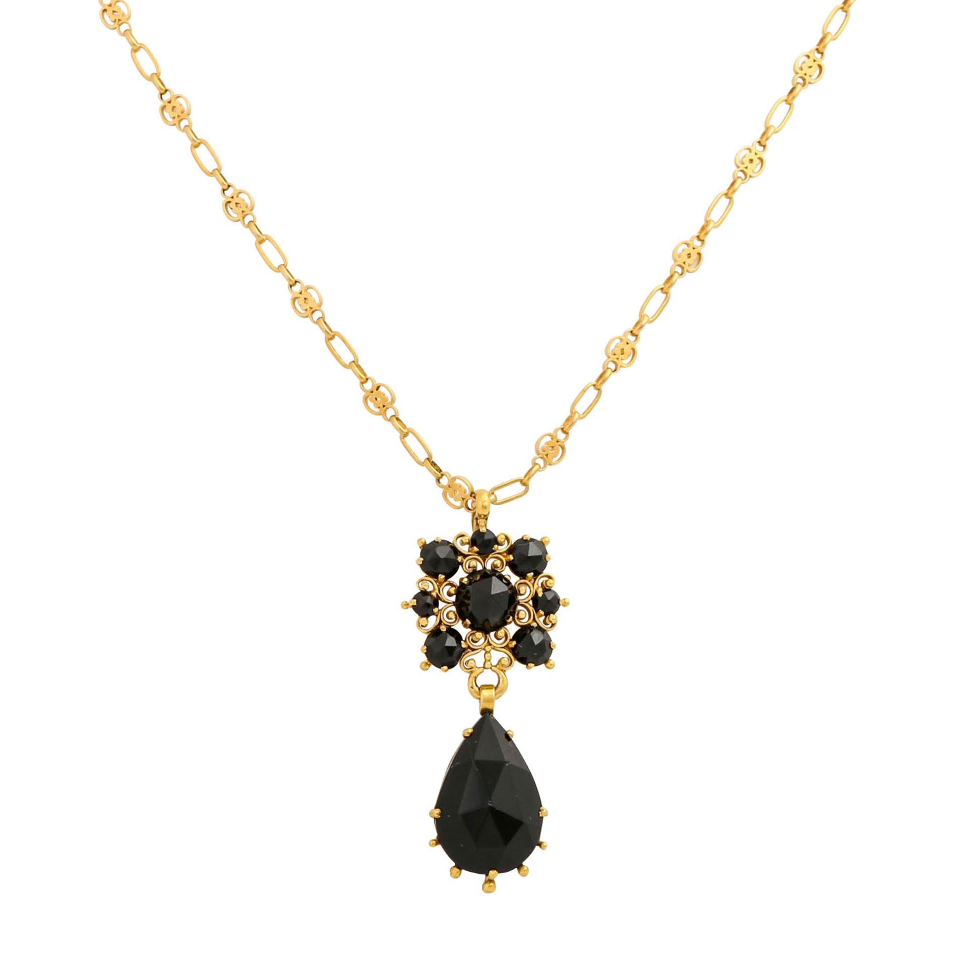 ULMER SCHMUCK Collier mit Onyx, Anhänger an feiner Musterkette, GG 18K, 7 g, L: 47 cm - Image 2 of 4