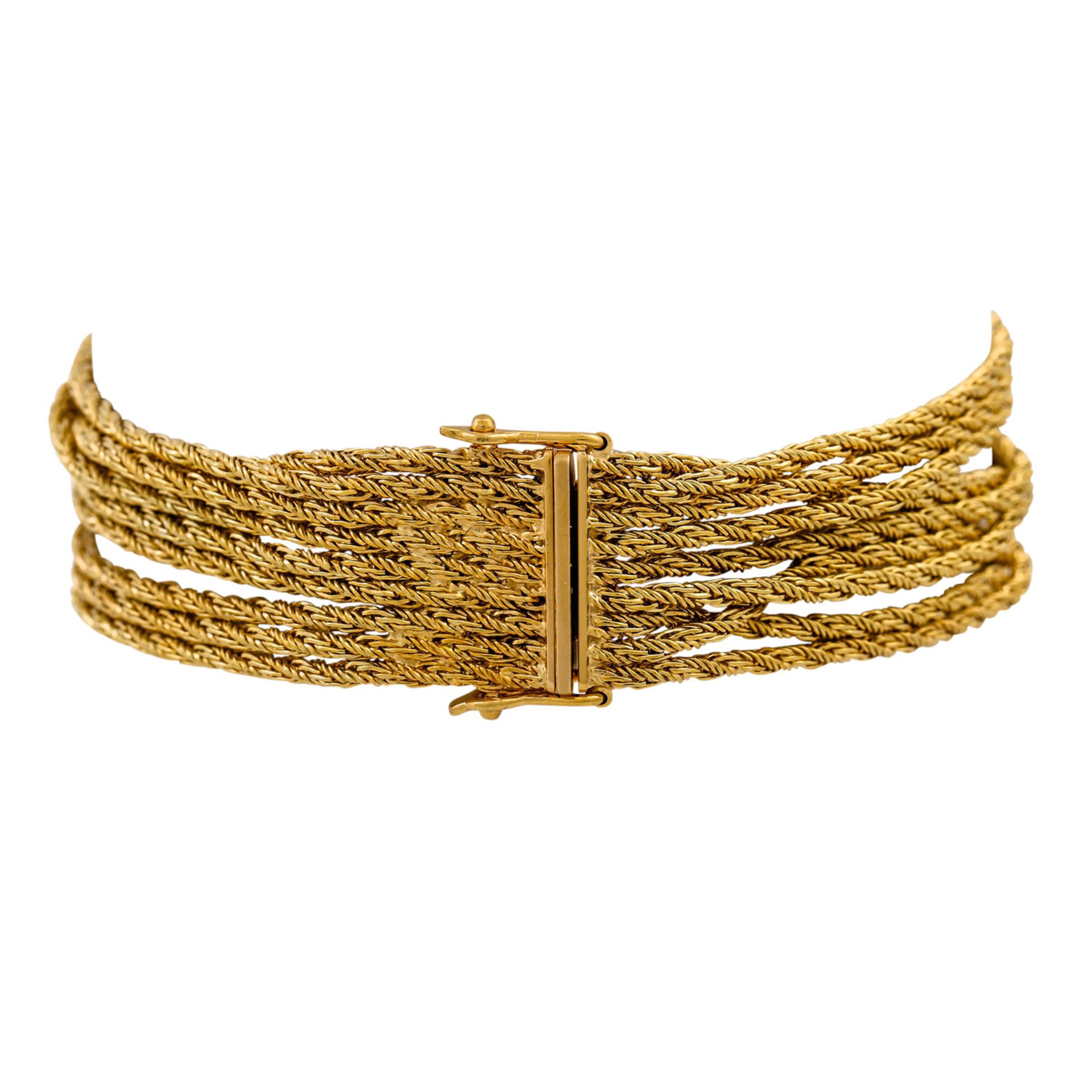 9-reihiges Armband, GG 14K, 25,1 gr, L: ca. 18,5 cm, 2. Hälfte 20. Jahrhundert, minim - Image 2 of 5