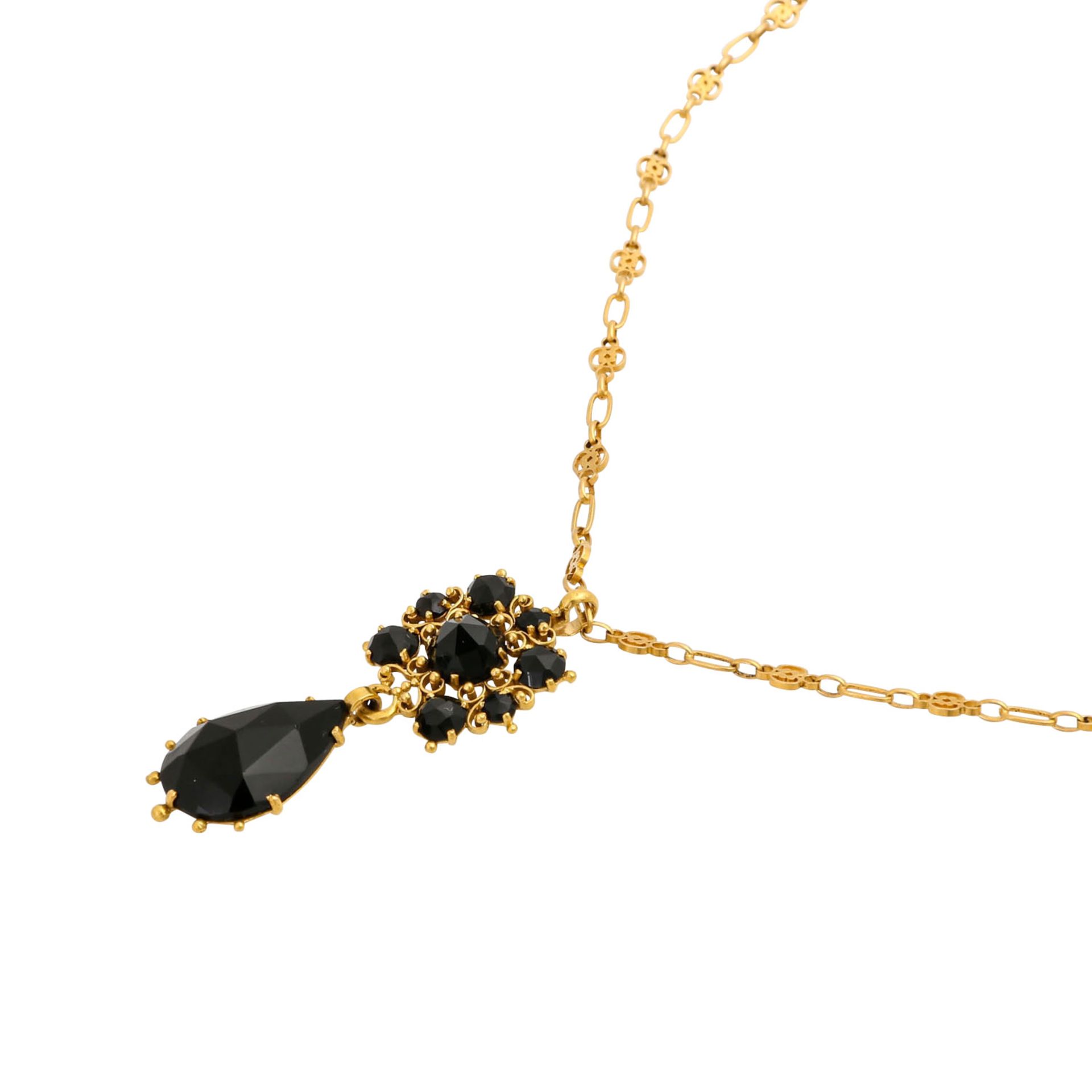 ULMER SCHMUCK Collier mit Onyx, Anhänger an feiner Musterkette, GG 18K, 7 g, L: 47 cm - Image 4 of 4