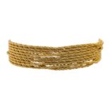 9-reihiges Armband, GG 14K, 25,1 gr, L: ca. 18,5 cm, 2. Hälfte 20. Jahrhundert, minim