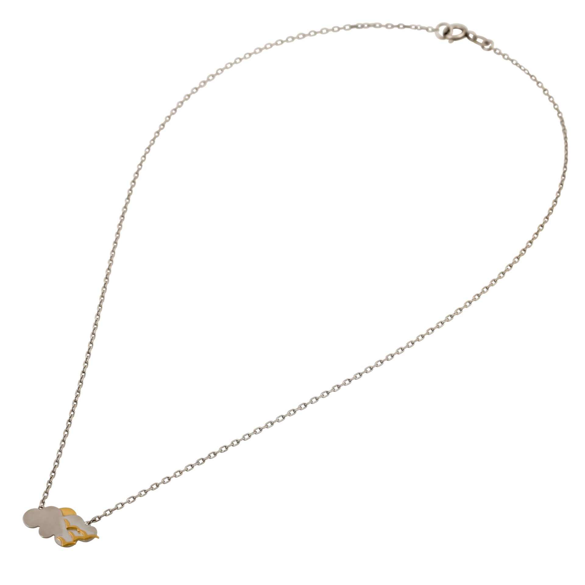 Collier "Wolke" aus Platin, mit "Sonne und Vögeln" aus Gelbgold, 3,8 g, L: 40 cm, End - Image 3 of 5