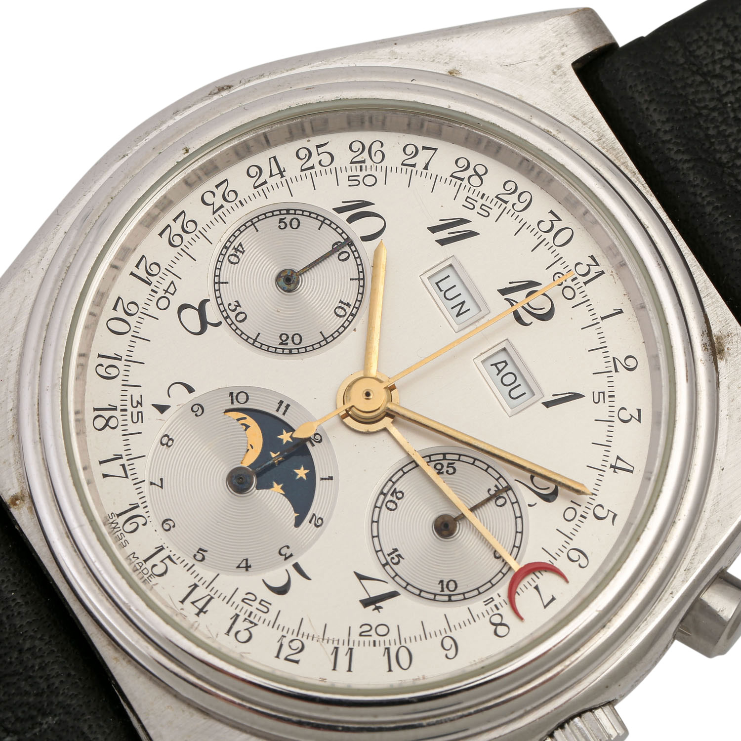 VINTAGE Chronograph mit Tag/Datum und Mondphasen. Armbanduhr. Edelstahl. Handaufzug-We - Image 5 of 5