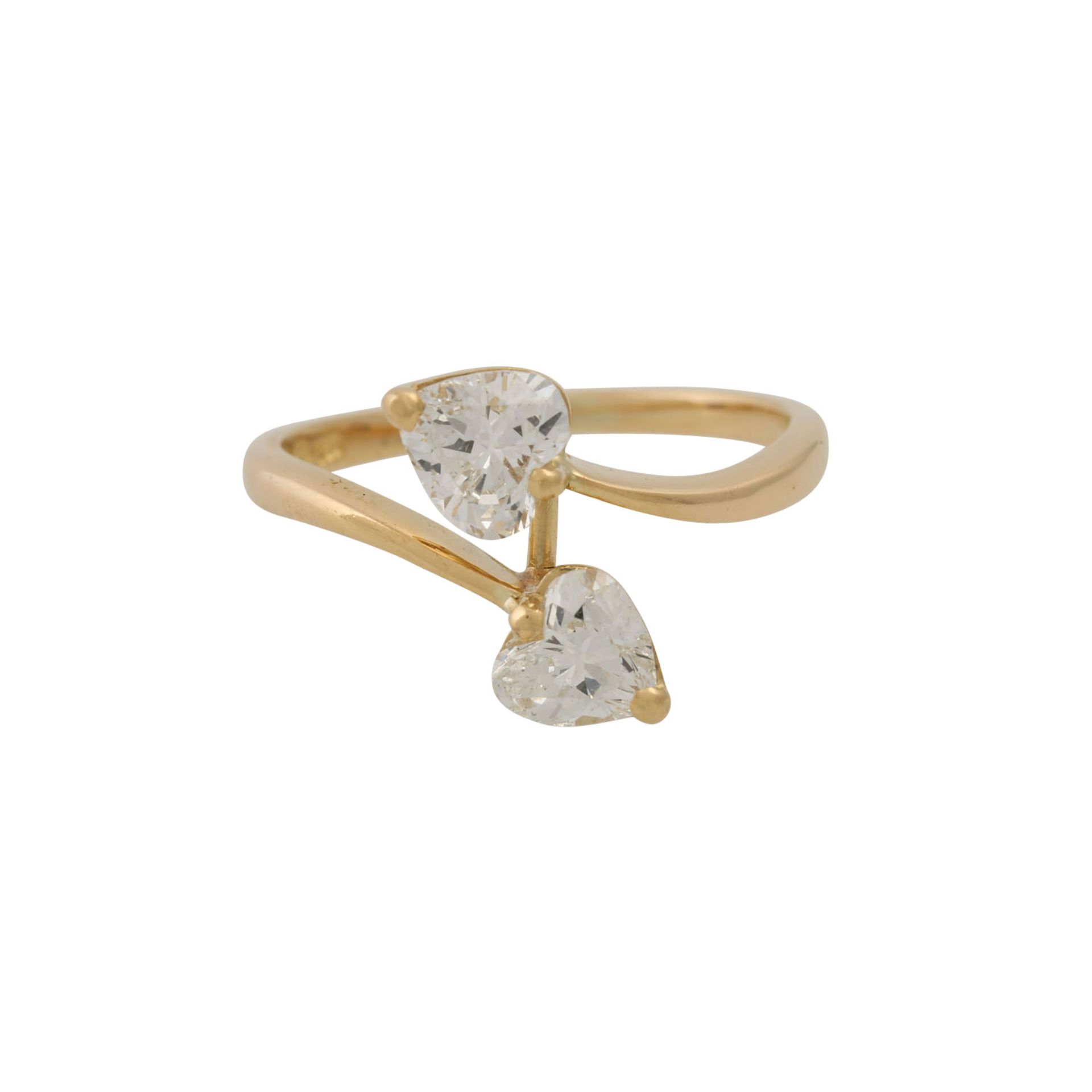 Ring mit 2 Herz-Diamanten von zus. ca. 1 ct, - Image 2 of 4