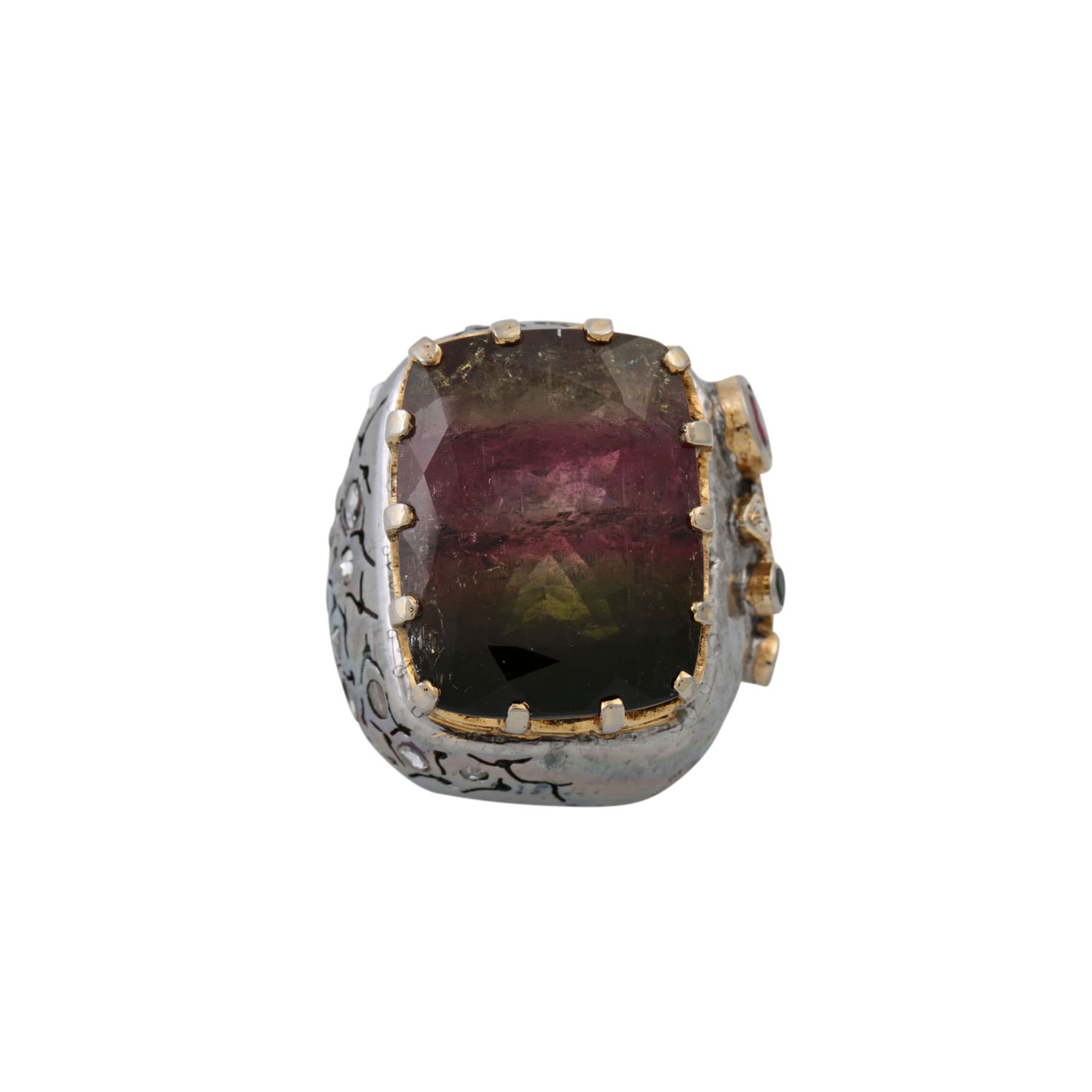 Designerring mit 3-farbigem Wassermelonenturmalin - Image 2 of 5