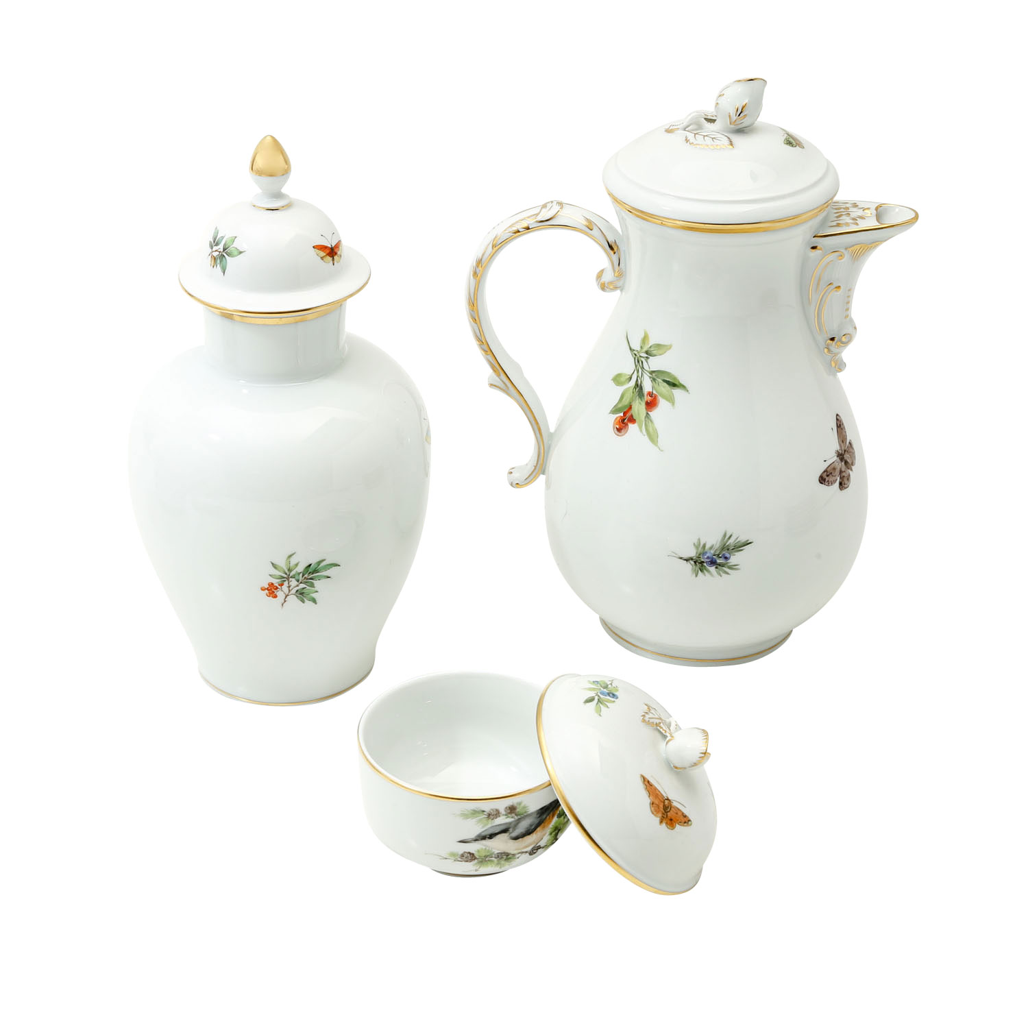 MEISSEN 28-tlg. Kaffeeservice f. 8 Peronen 'Bunte Vögel', 1. Wahl, 20.Jhd. - Image 2 of 6