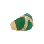 Ring mit Chrysopras und Brillanten von zus. ca. 0,28 ct,