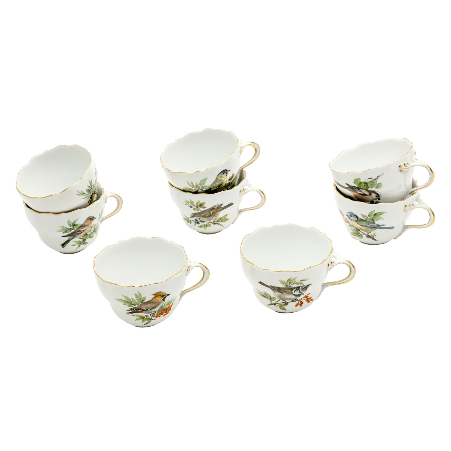 MEISSEN 28-tlg. Kaffeeservice f. 8 Peronen 'Bunte Vögel', 1. Wahl, 20.Jhd. - Image 5 of 6