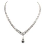 Collier mit Saphiren und Diamanten zus. ca. 0,4 ct,