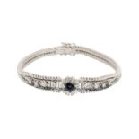 Armband mit Saphir und Diamanten von zus. ca. 0,3 ct,