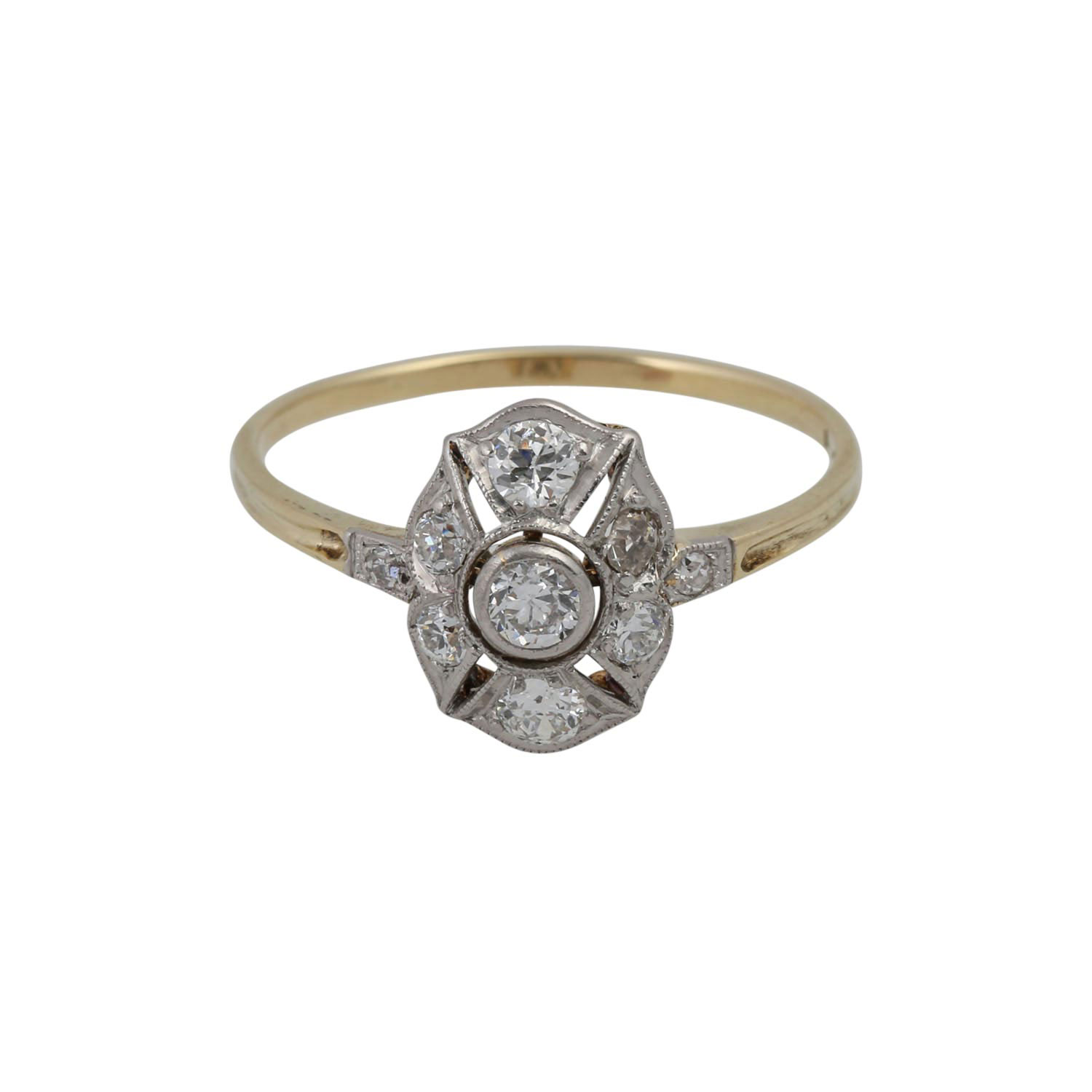 Art Déco zarter Ring mit Altschliffdiamanten von zus. ca. 0,25 ct, - Image 2 of 4