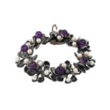 Armband mit Amethystkugeln und Zuchtperlen,