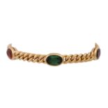 Armband mit 5 oval facettierten Farbedelsteinen,