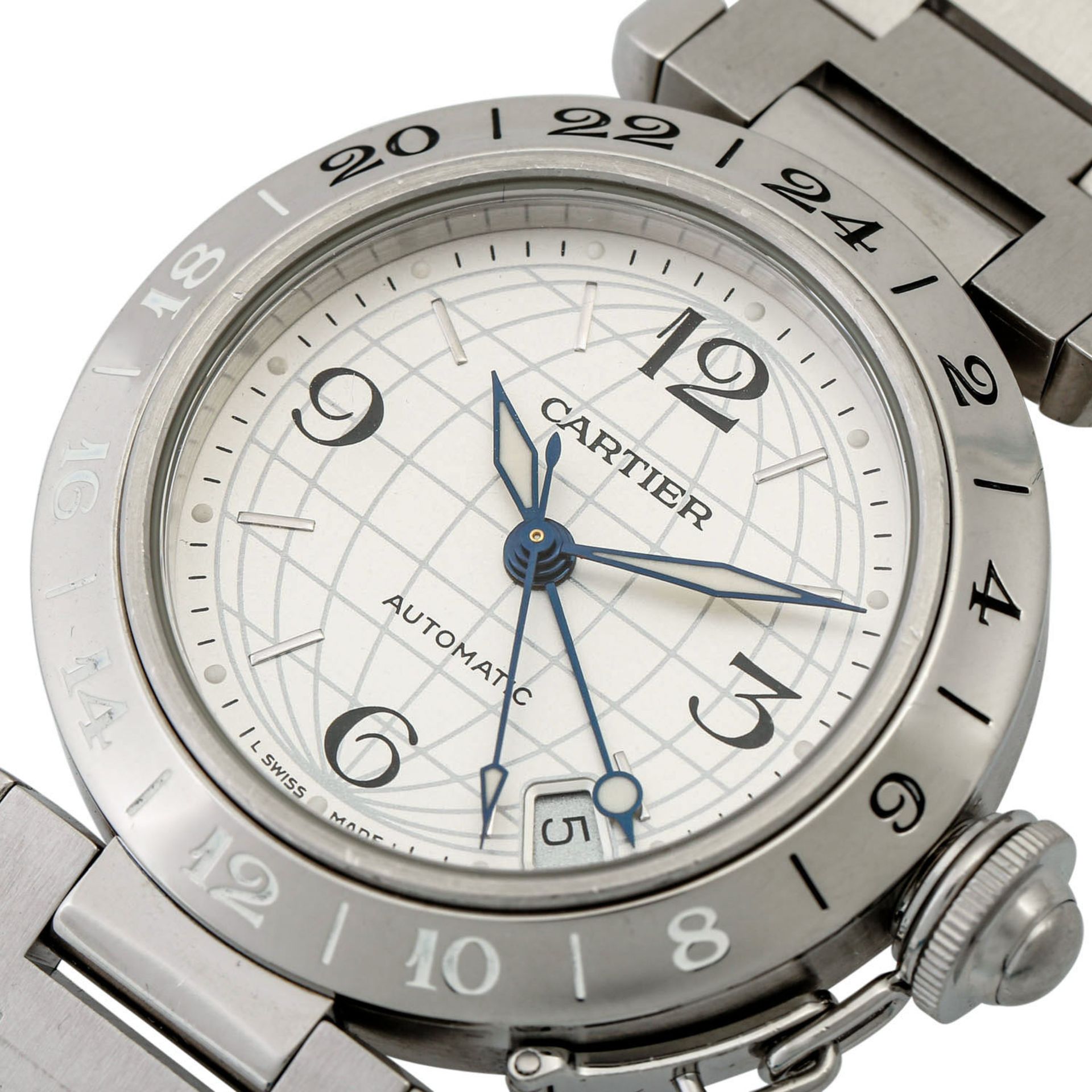 CARTIER Pasha GMT, Ref. 2377. Armbanduhr. Ca. 2000er Jahre. - Bild 5 aus 6