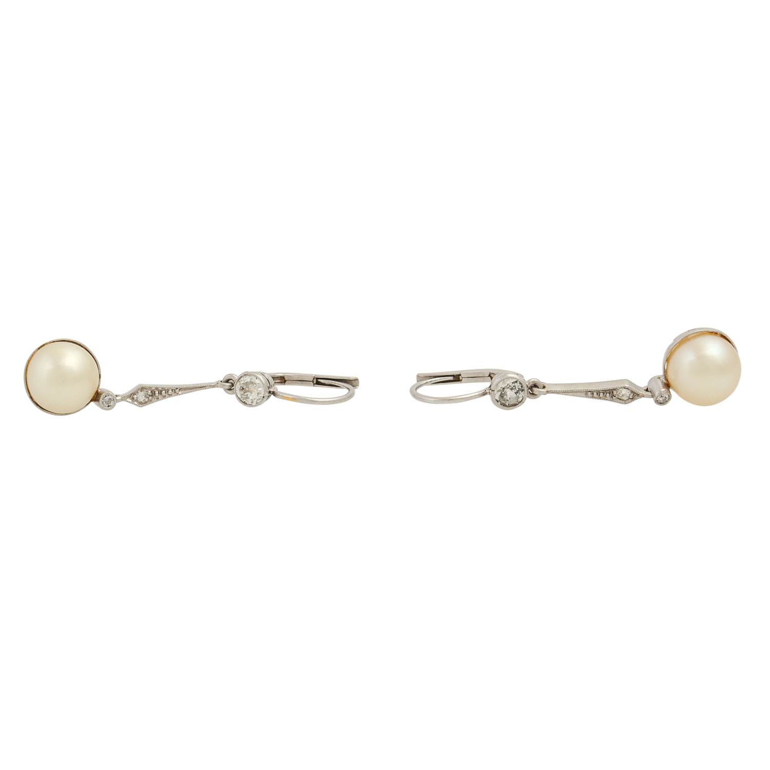 Paar Art Déco Ohrhänger mit Perlen und Diamanten - Image 2 of 5