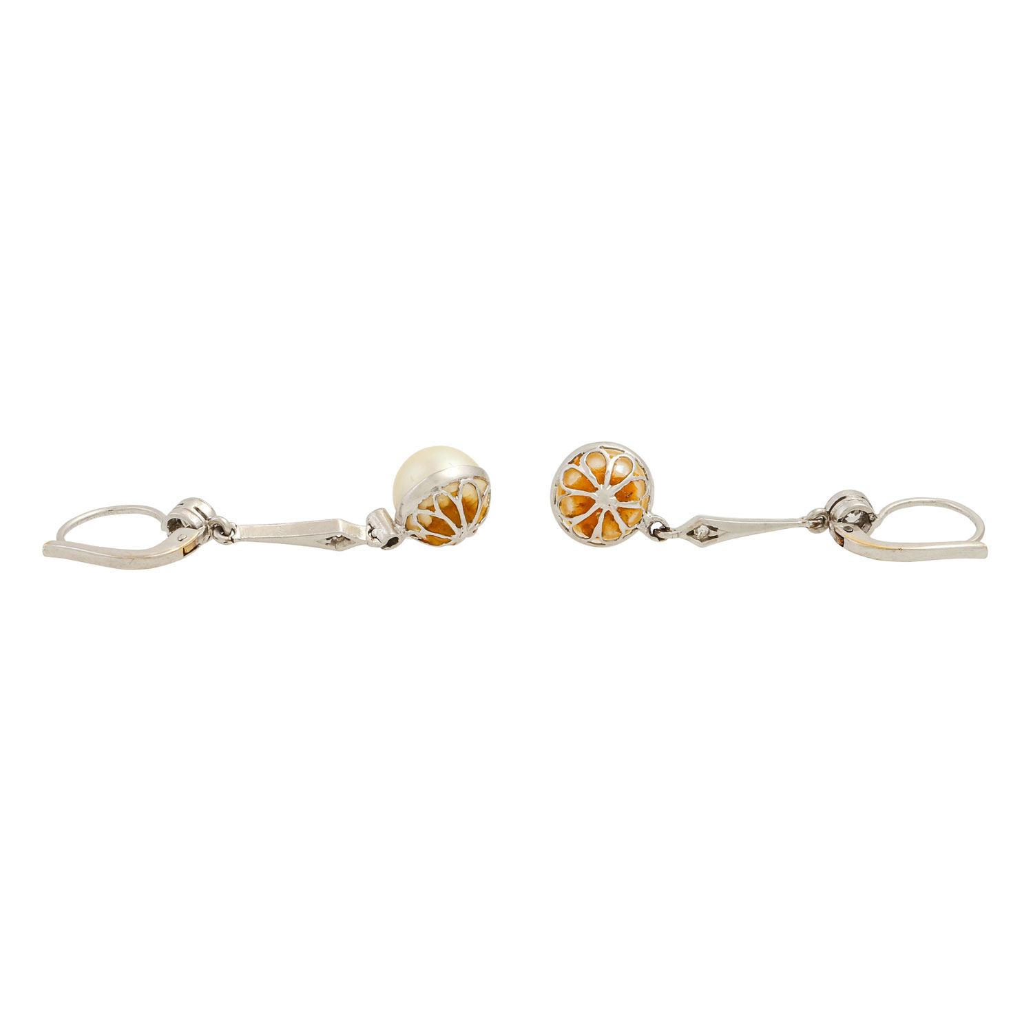 Paar Art Déco Ohrhänger mit Perlen und Diamanten - Image 4 of 5