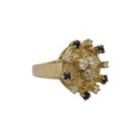 Ring mit Saphiren und Altschliffdiamanten zus. ca. 0,66 ct,