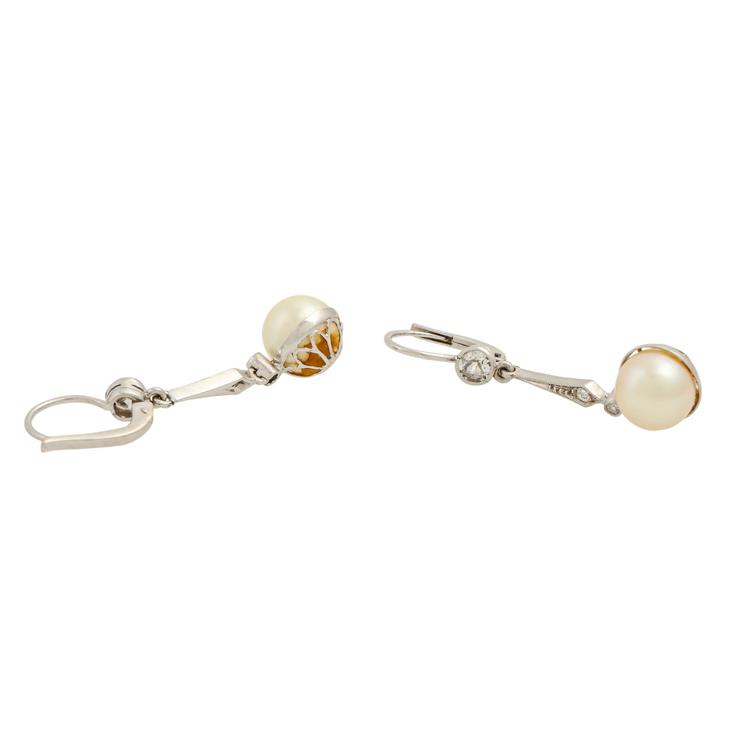 Paar Art Déco Ohrhänger mit Perlen und Diamanten - Image 3 of 5