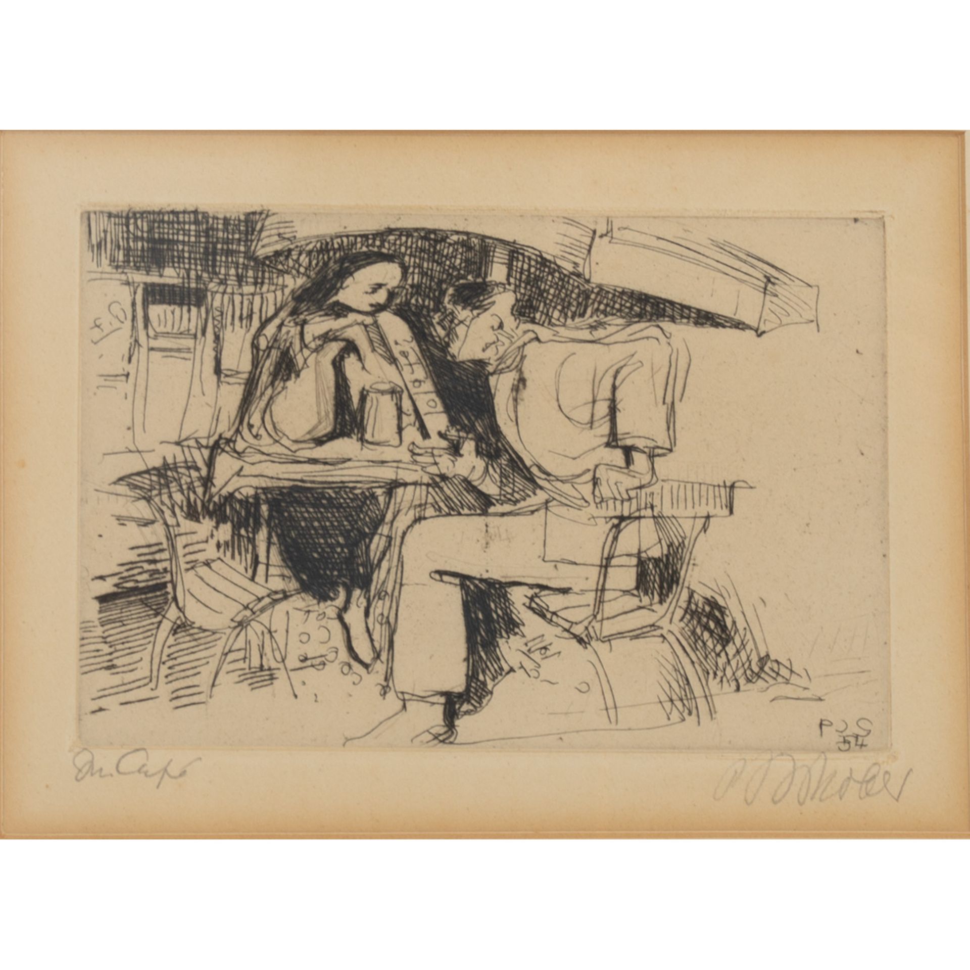 SCHOBER, PETER JAKOB (1897-1983), "Im Café", - Image 2 of 5