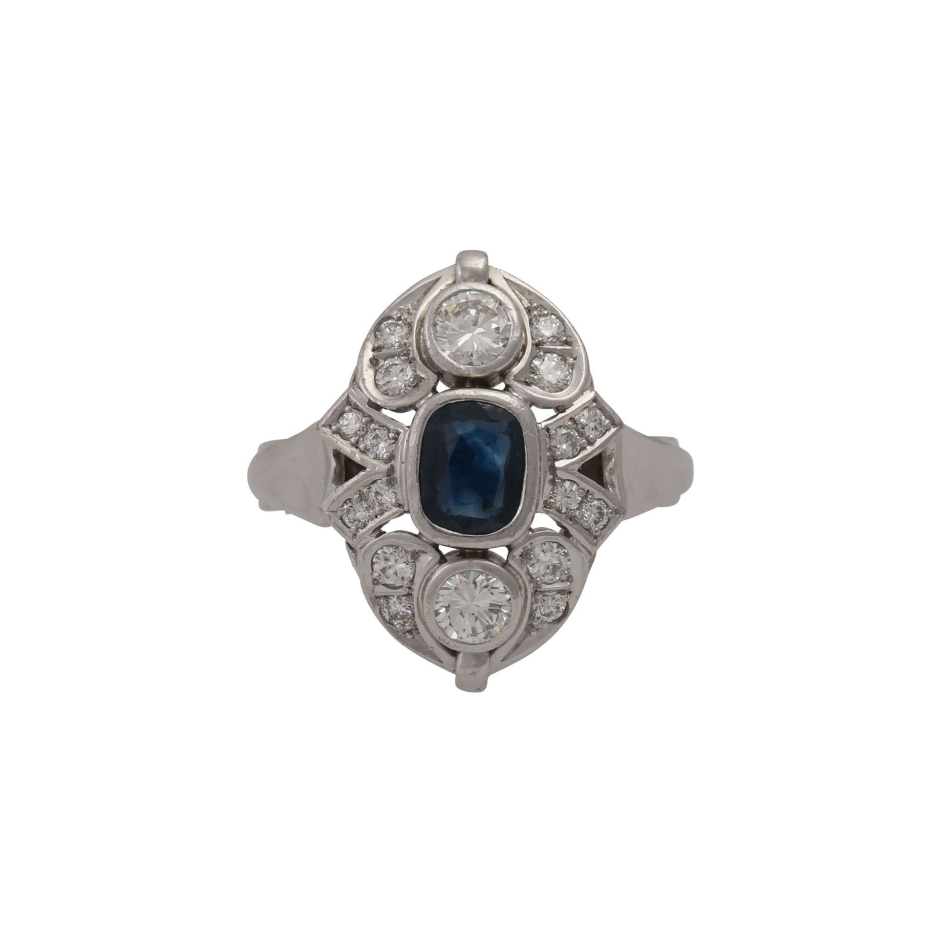 Ring mit Saphir und 18 Brillanten von zus. ca. 0,8 ct, - Image 2 of 4