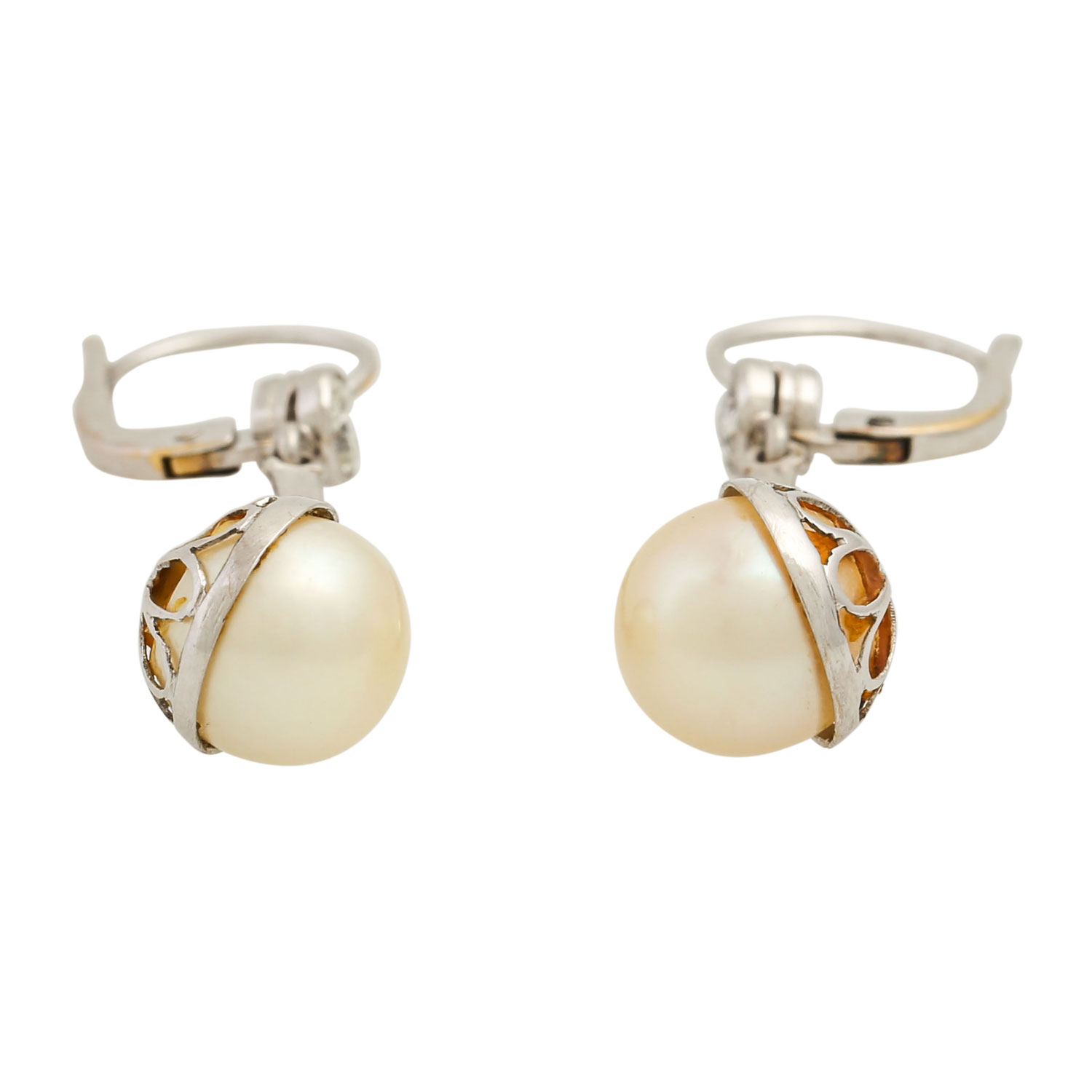 Paar Art Déco Ohrhänger mit Perlen und Diamanten - Image 5 of 5
