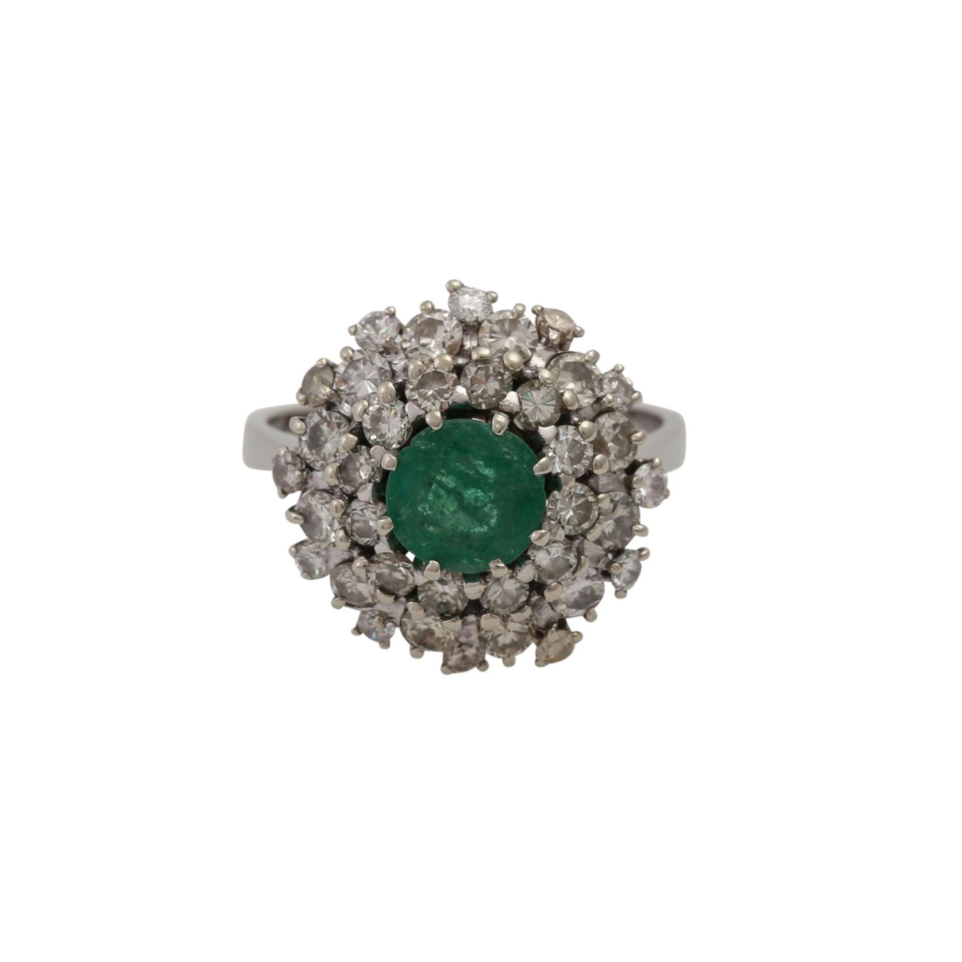 Ring mit Smaragd und Brillanten von zus. ca. 1,3 ct, - Image 2 of 4