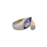 Ring mit Tansanit ca. 3,8 ct und Brillant