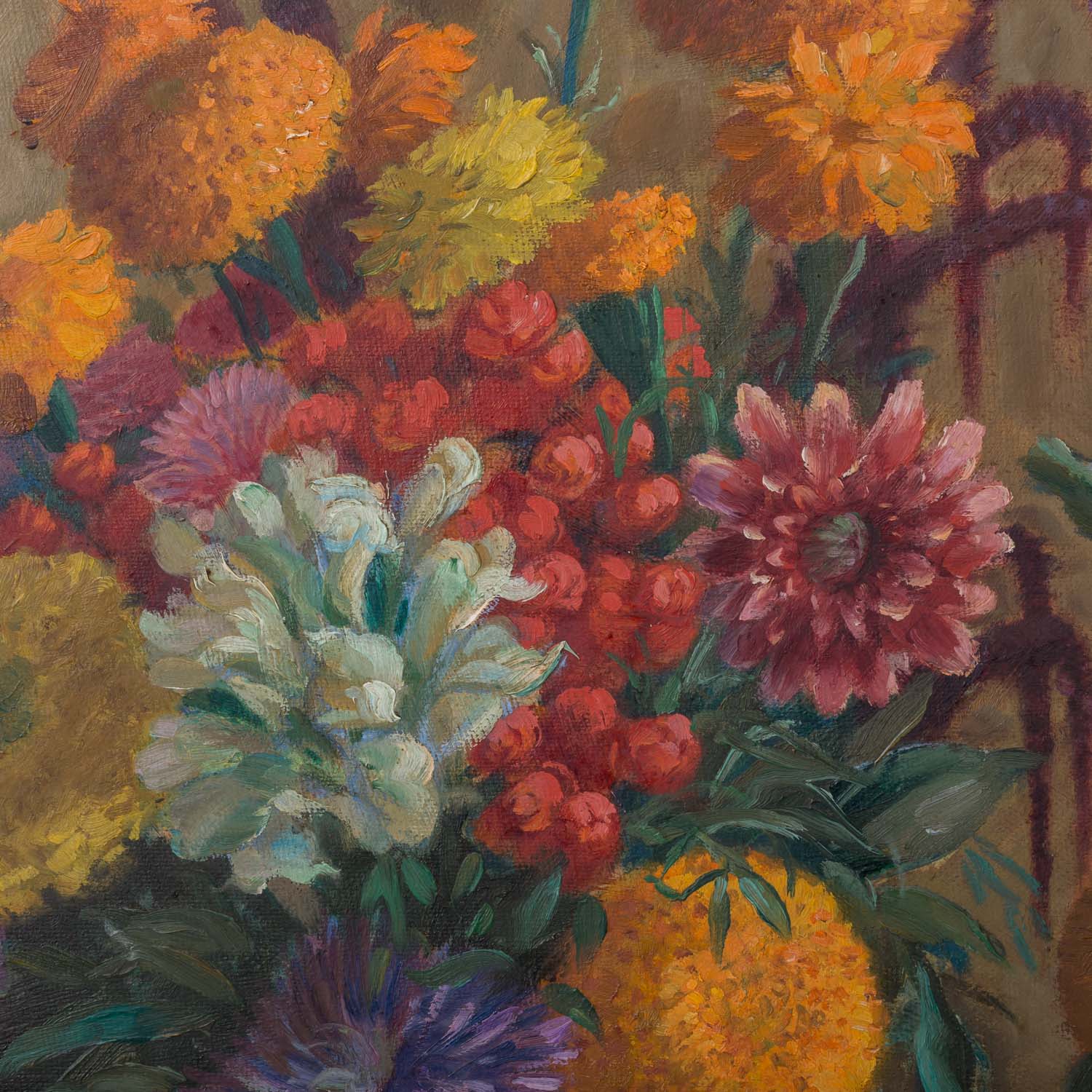 OLBERTZ, OTTO JOSEF (1881-1953), "Stillleben mit Sommerblumen in zwei blau-weißen Porzellanvasen", - Image 8 of 8