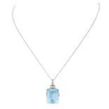 Art Déco Anhänger mit feinem Aquamarin von ca. 18 ct