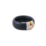 BUNZ Kautschuk-Ring mit 1 Brillant ca. 0,15 ct,