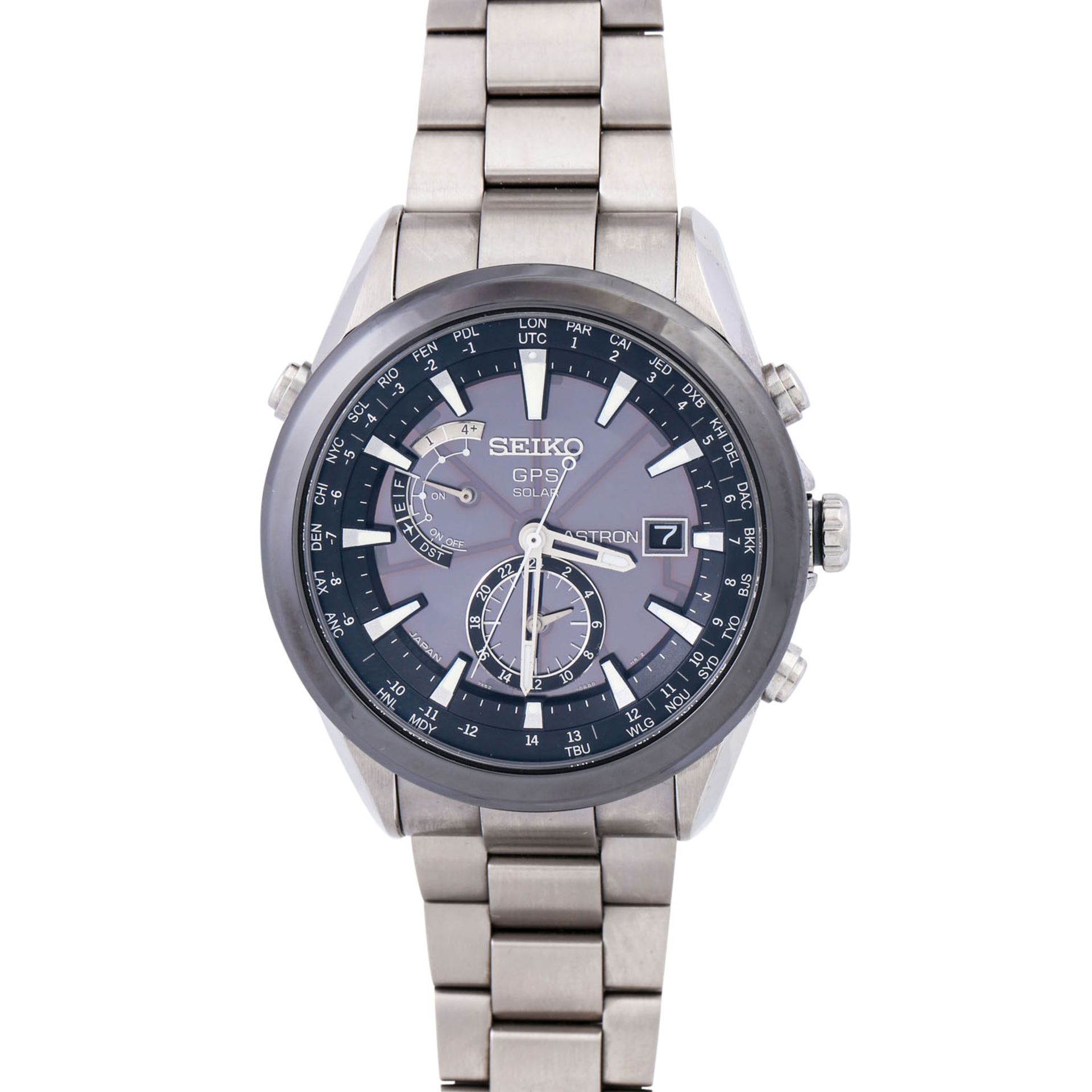 SEIKO Astron GPS Solar, Ref. 7X52-0AA0. Herrenuhr. Damaliger Kaufpreis: 2.500,- Euro.