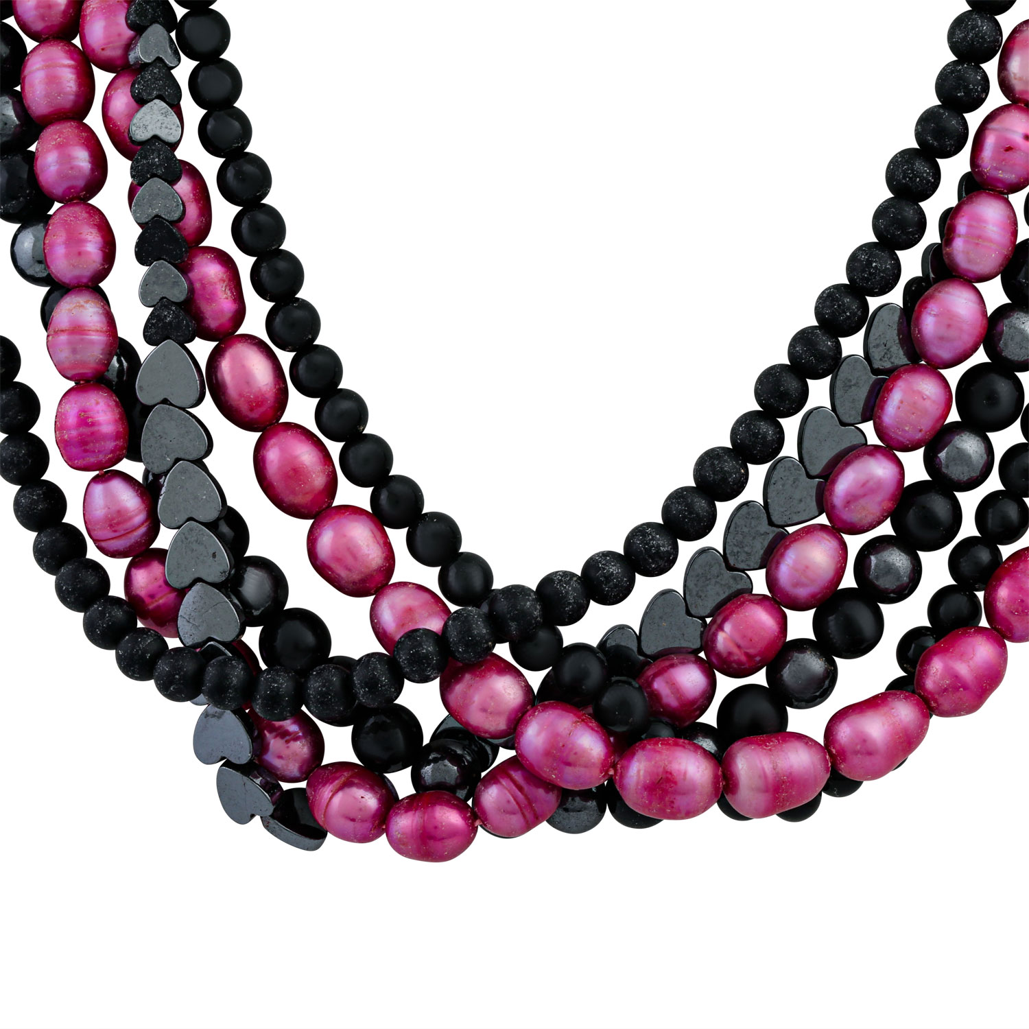 Set Kette und Armband schwarz/pink, - Image 3 of 8