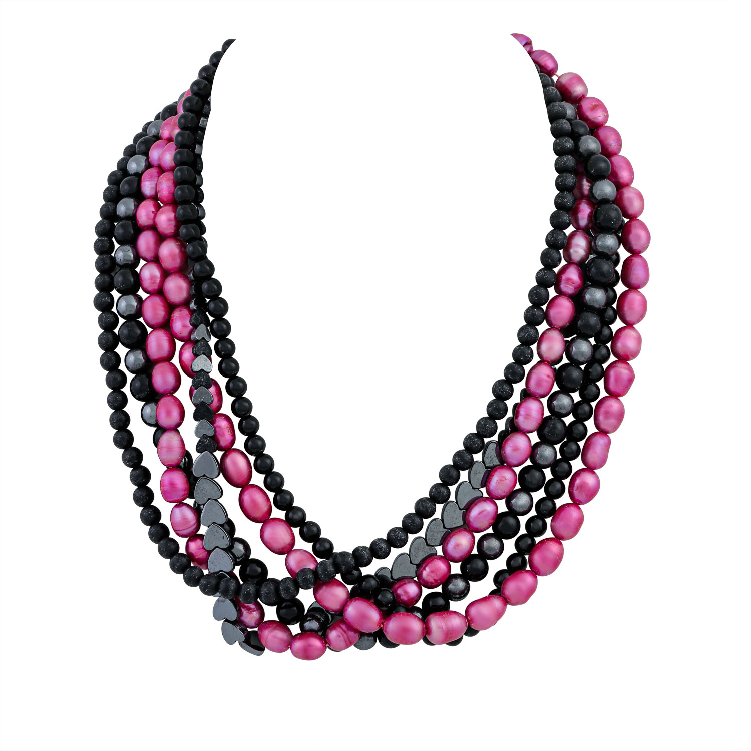 Set Kette und Armband schwarz/pink, - Image 2 of 8