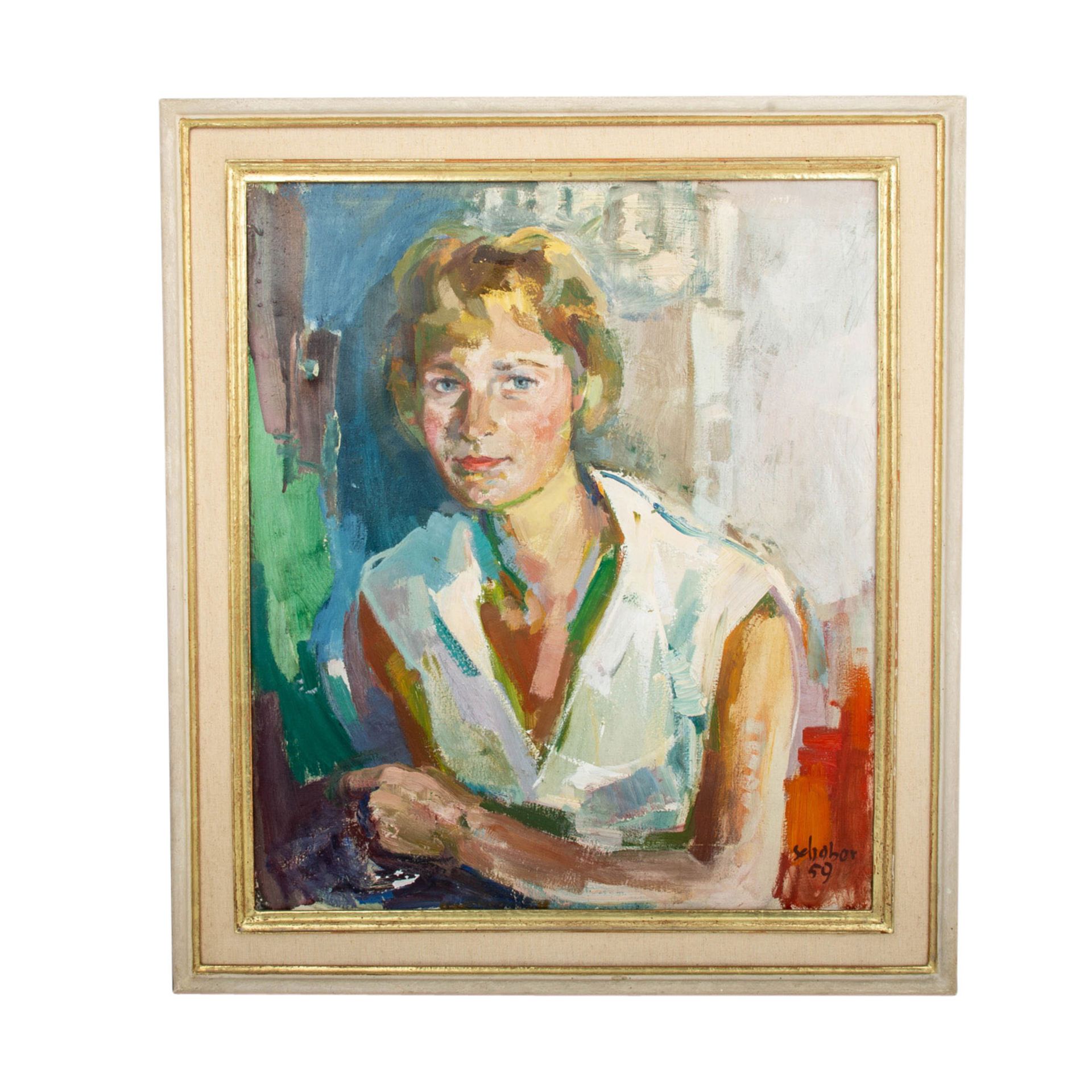 SCHOBER, PETER JAKOB (1897-1983), "Portrait einer jungen Frau", - Bild 2 aus 4