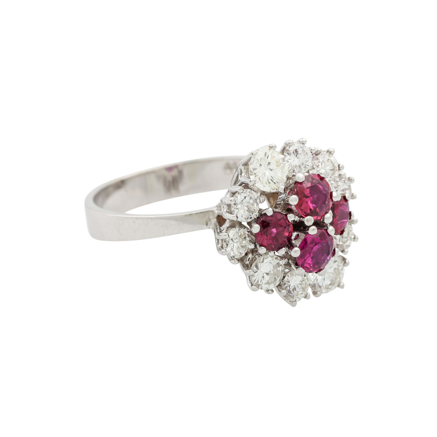 Ring mit Rubinen und 10 Brillanten von zus. ca. 1 ct,