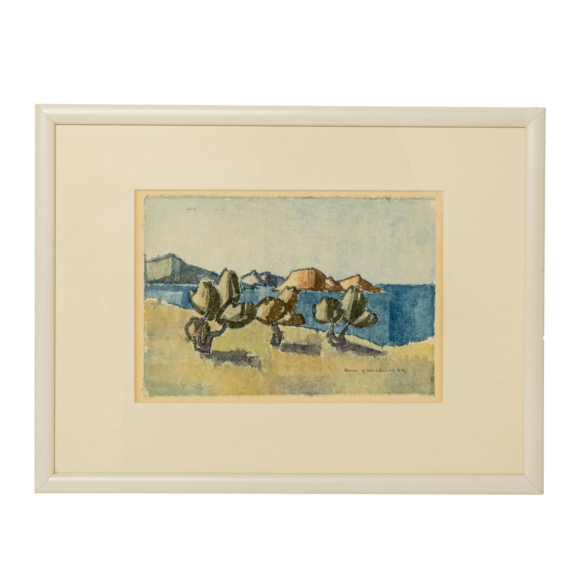 GASSEBNER, HANS (Blaubeuren 1902-1966 Löwenstein, tätig auf Mallorca), "Bäume am Strand", - Bild 3 aus 4