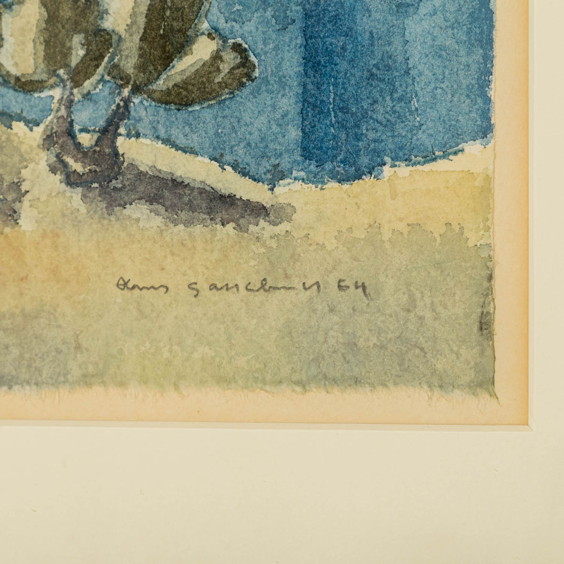 GASSEBNER, HANS (Blaubeuren 1902-1966 Löwenstein, tätig auf Mallorca), "Bäume am Strand", - Bild 2 aus 4
