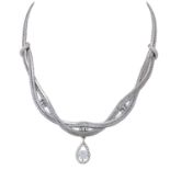 Collier, Vorderteil mittig mit Brillant ca. 1,2 ct,