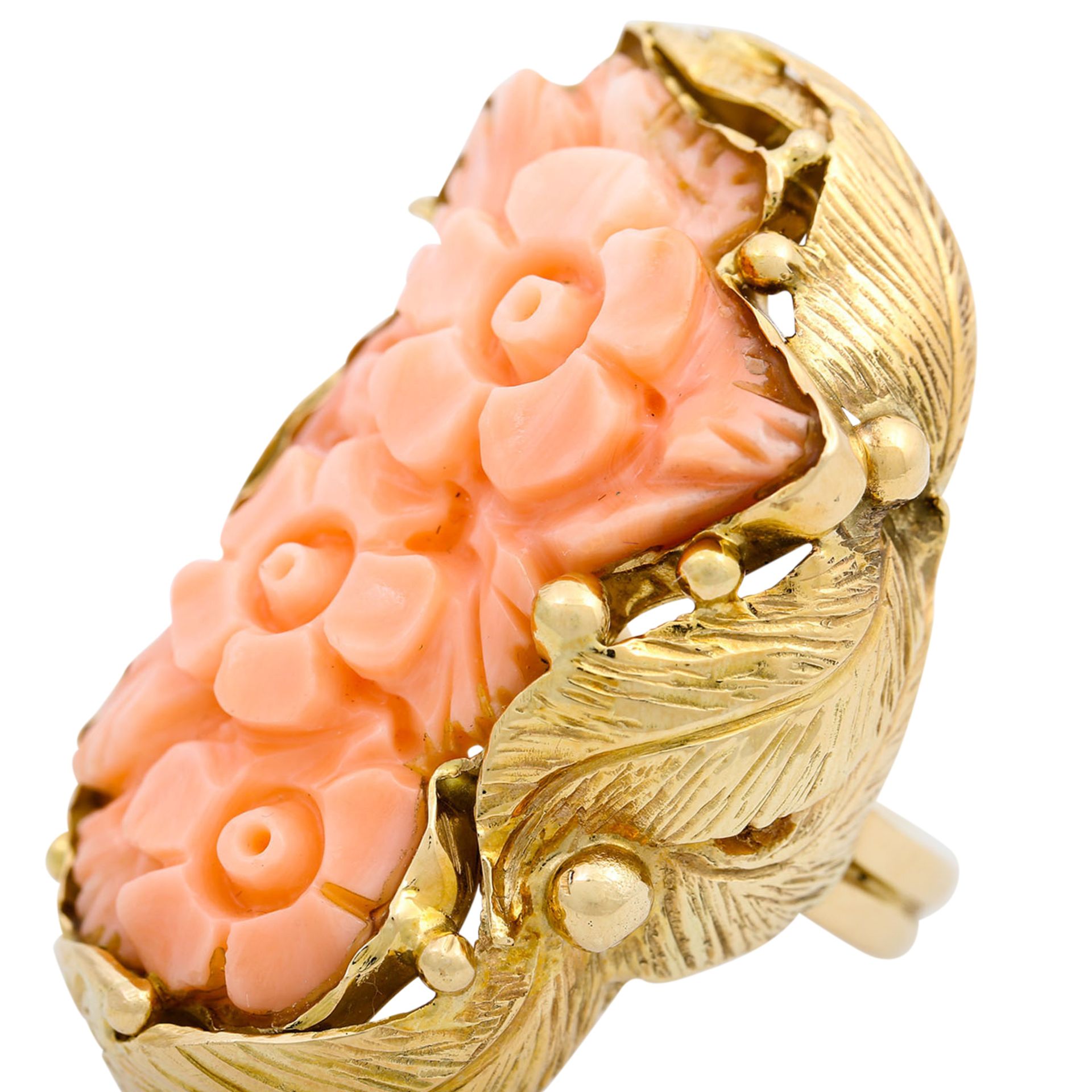 Ring mit floral geschnittener Koralle, - Image 5 of 5