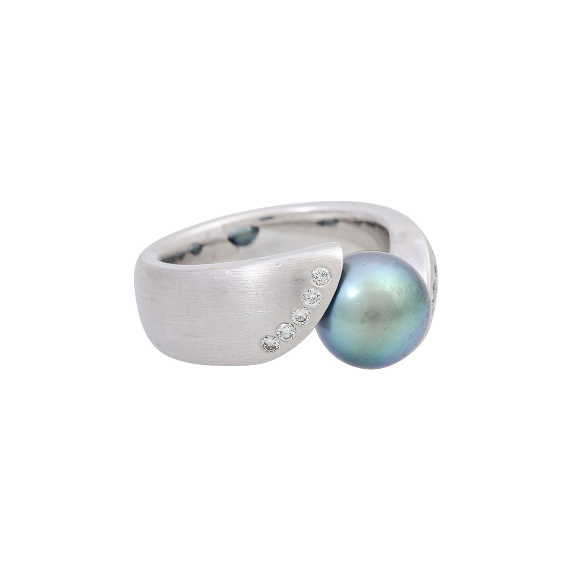 Ring mit Tahiti- Zuchtperle und Brillanten zus. ca. 0,20 ct,