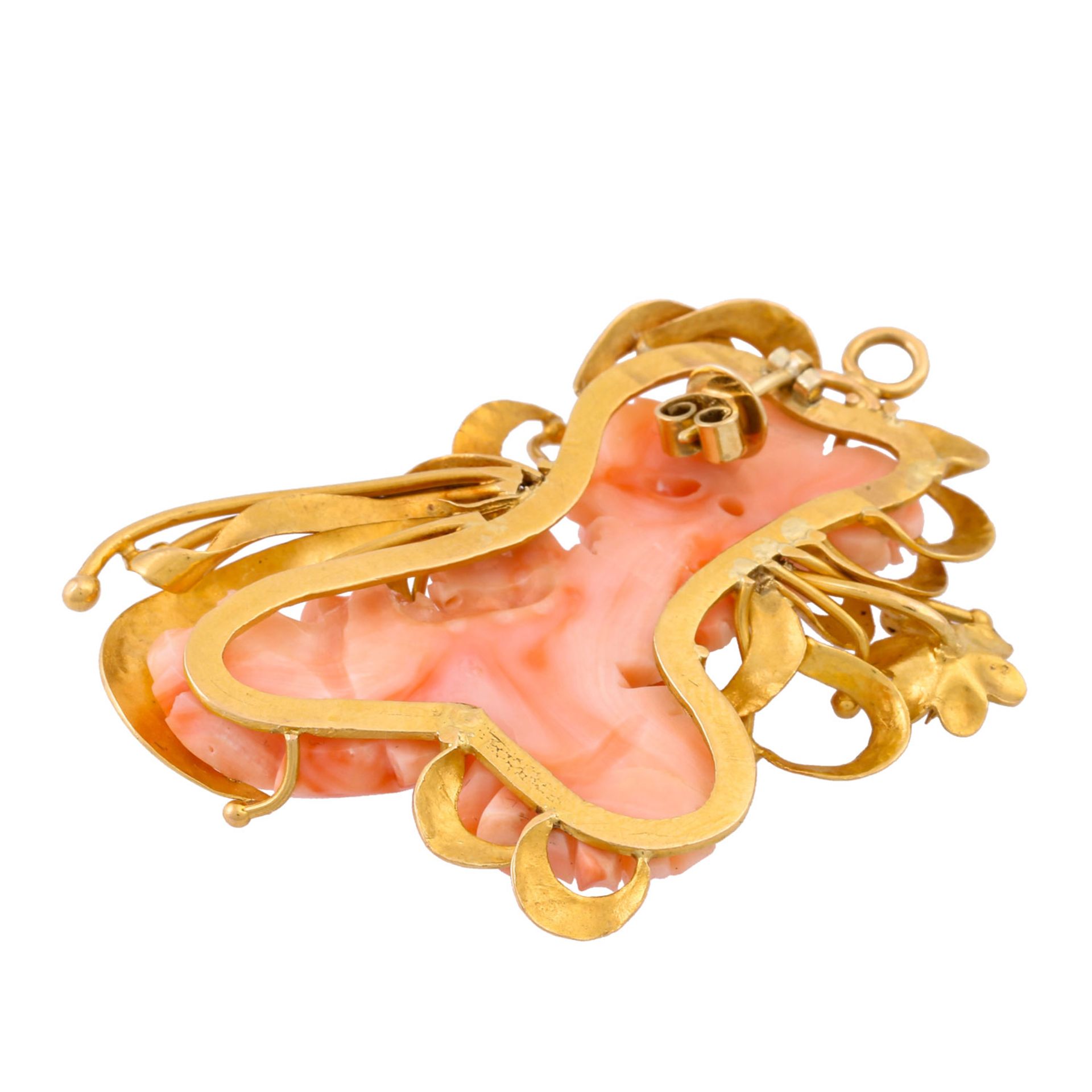 Anhänger/einzelner Ohrring mit floral geschnittener Koralle, - Image 4 of 4