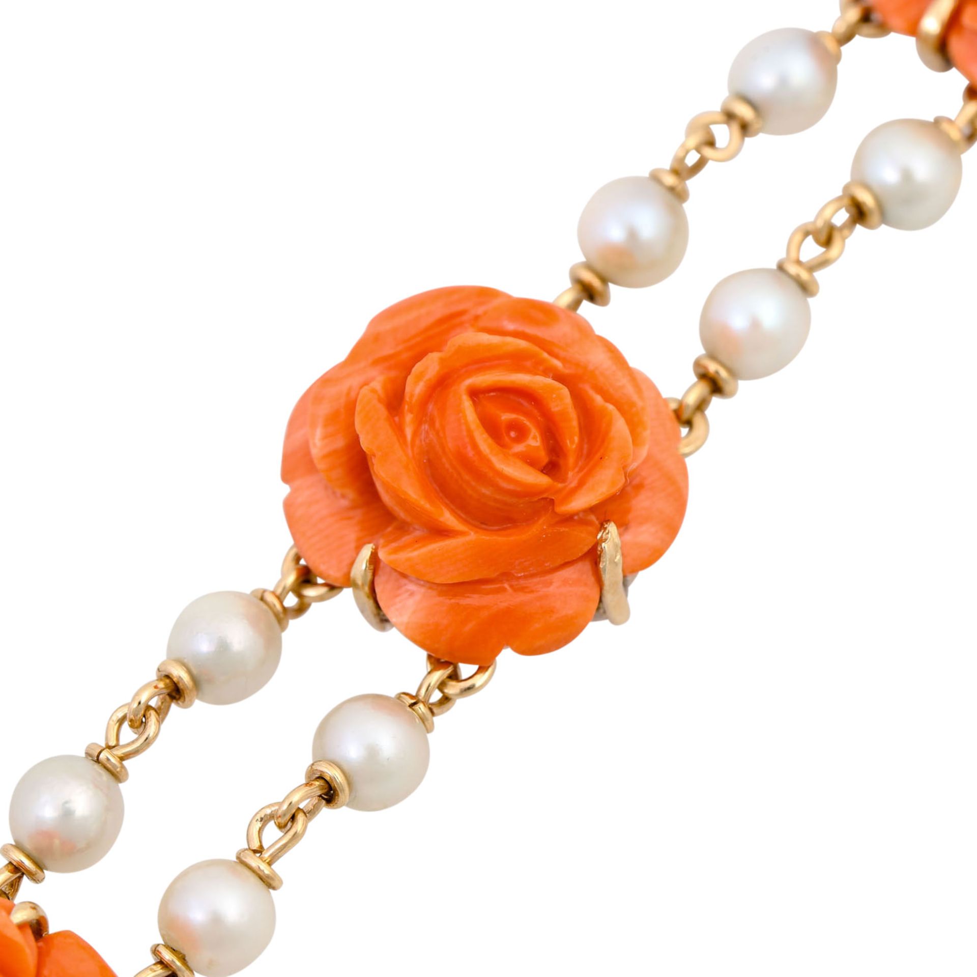 Armband mit Edelkoralle in Rosenform geschnitten, - Image 5 of 7