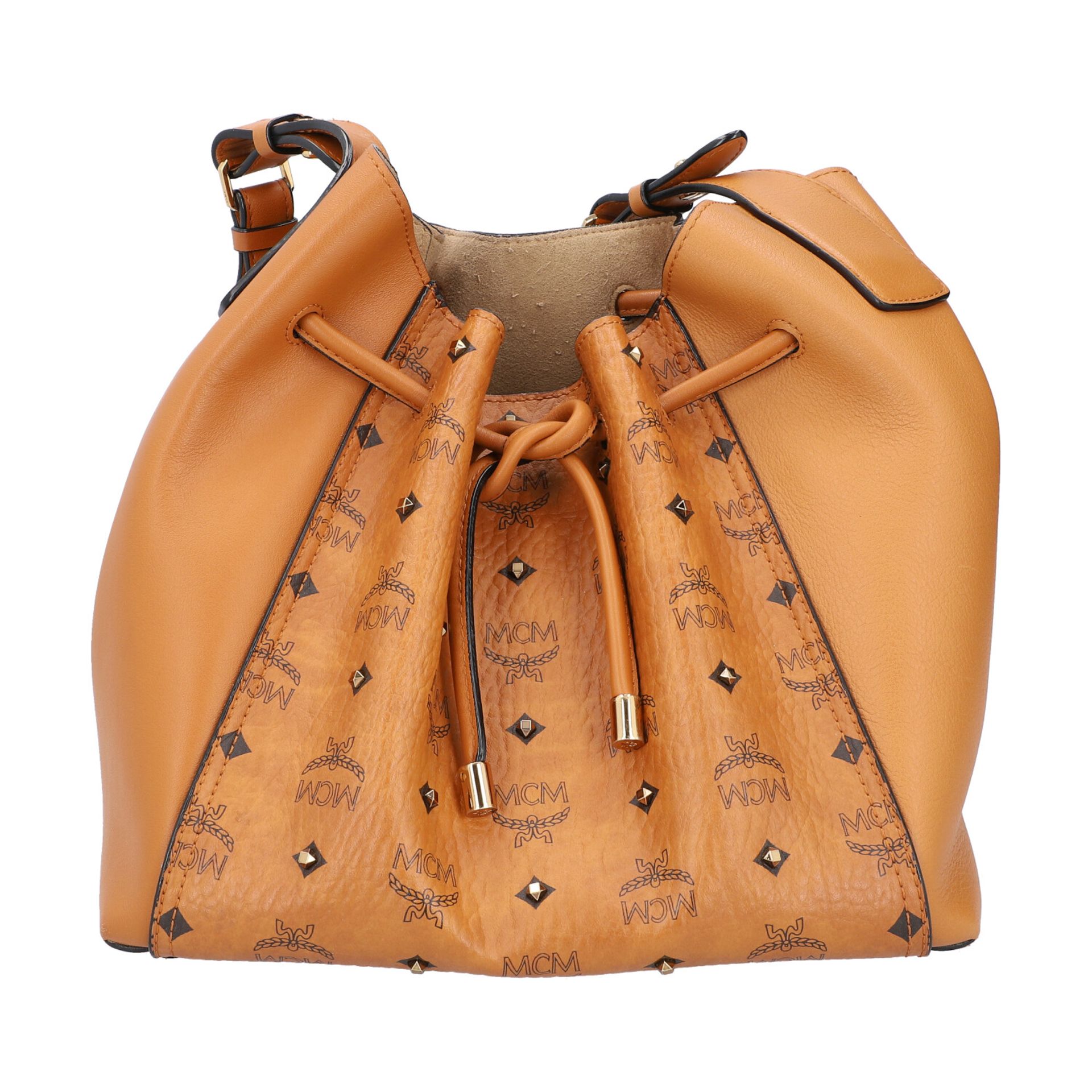 MCM Beuteltasche "DRAWSTRING SMALL", NP. ca.: 750,-€.Heritage Serie auf cognacfarben