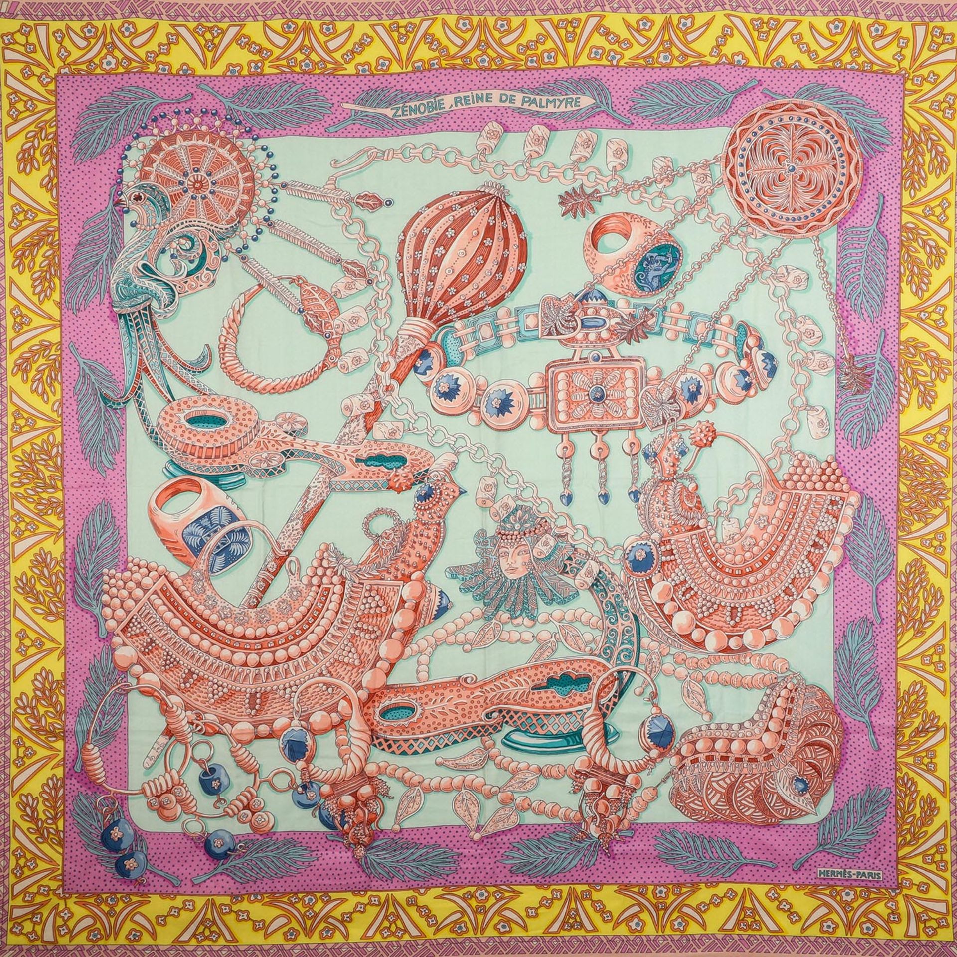 HERMÈS Foulard "ZÉNOBIE; REINE DE PALMYRE",by Annie Faivre. Entwurf erstmal 2015 ers