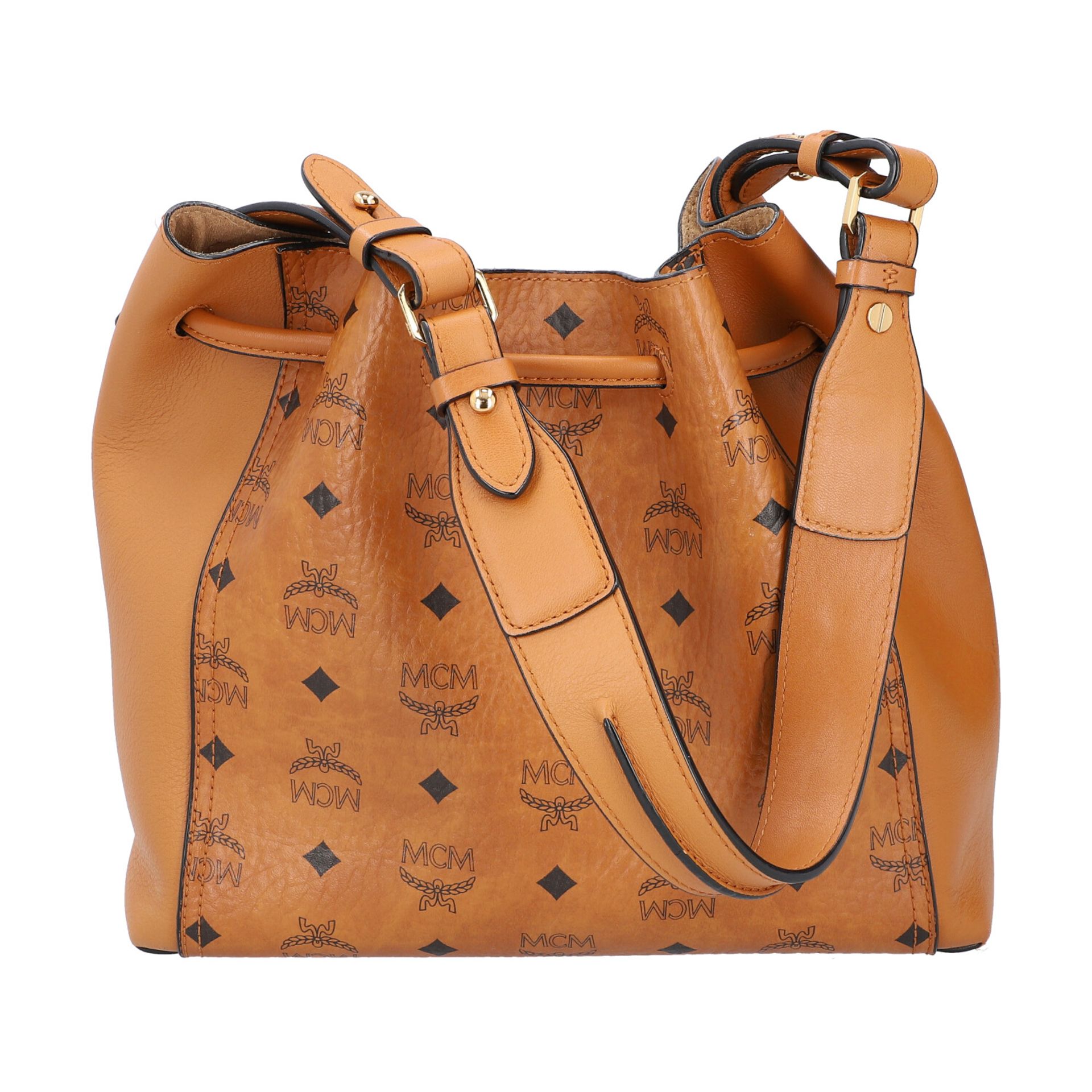 MCM Beuteltasche "DRAWSTRING SMALL", NP. ca.: 750,-€.Heritage Serie auf cognacfarben - Image 4 of 8