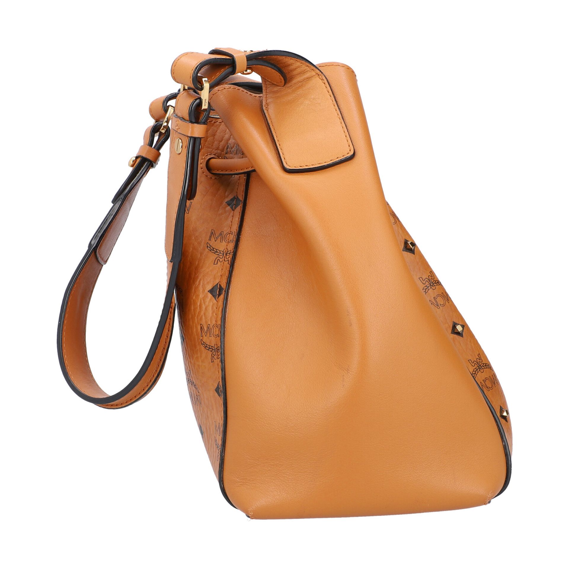 MCM Beuteltasche "DRAWSTRING SMALL", NP. ca.: 750,-€.Heritage Serie auf cognacfarben - Image 3 of 8