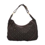 LOUIS VUITTON Hobobag "MANON MM", Koll.: 2008.Mini Lin Serie in Ebene mit dunkelbraune